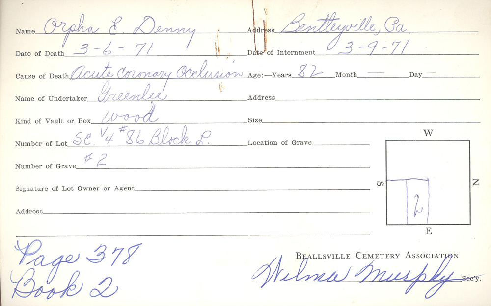burial card